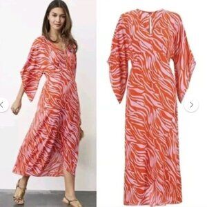CAbi Women's SAUNTER Dress Orange & Lavender Zebra Print Size M